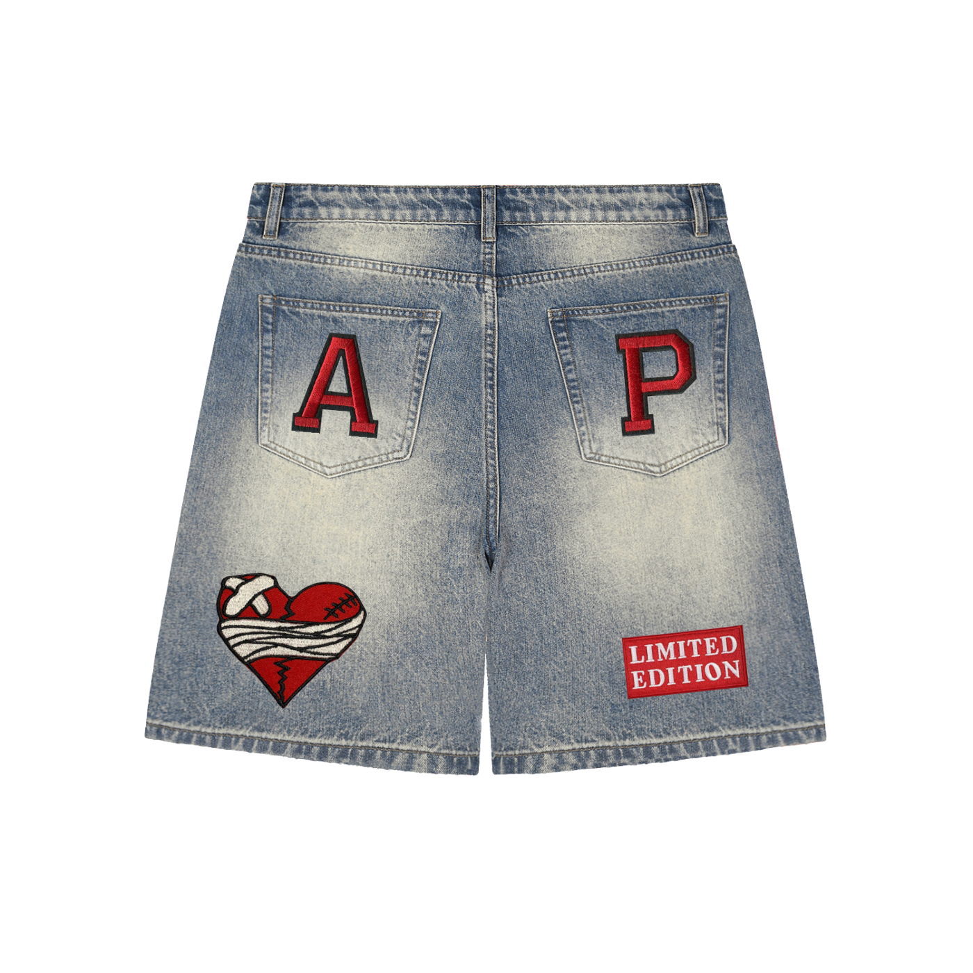 AP Faded Baggy Denim Shorts