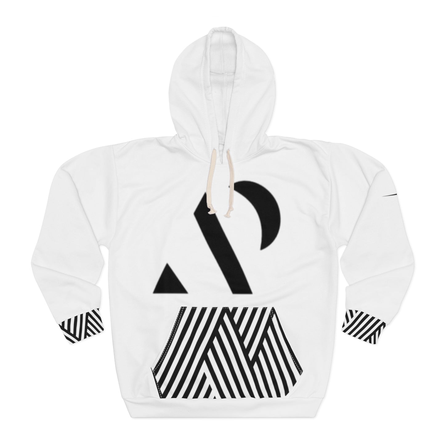 AP Modern Black and White Pullover Hoodie, Cozy Sweatshirt, AOP Design, Stylish , Casual Wear for All Seasons