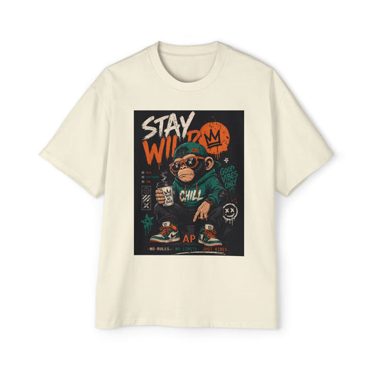 AP Stay Wild Monkey Graphic Tee — Men’s Oversized Streetwear T‑Shirt