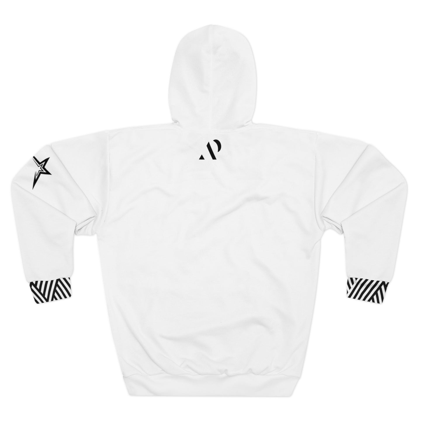 AP Modern Black and White Pullover Hoodie, Cozy Sweatshirt, AOP Design, Stylish , Casual Wear for All Seasons