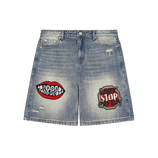 AP Faded Baggy Denim Shorts